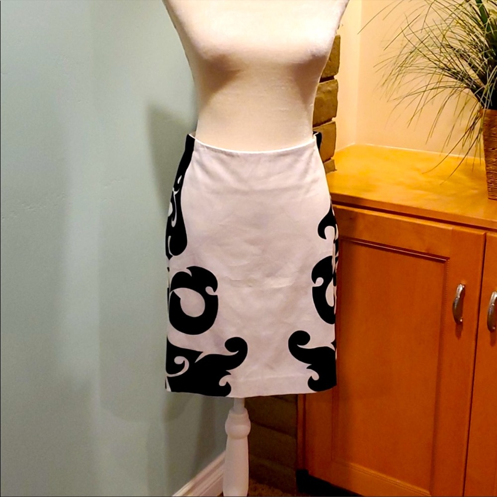 Black and White Tribal Tattoo Design Skirt.Fully lined with side zipper, Size 12